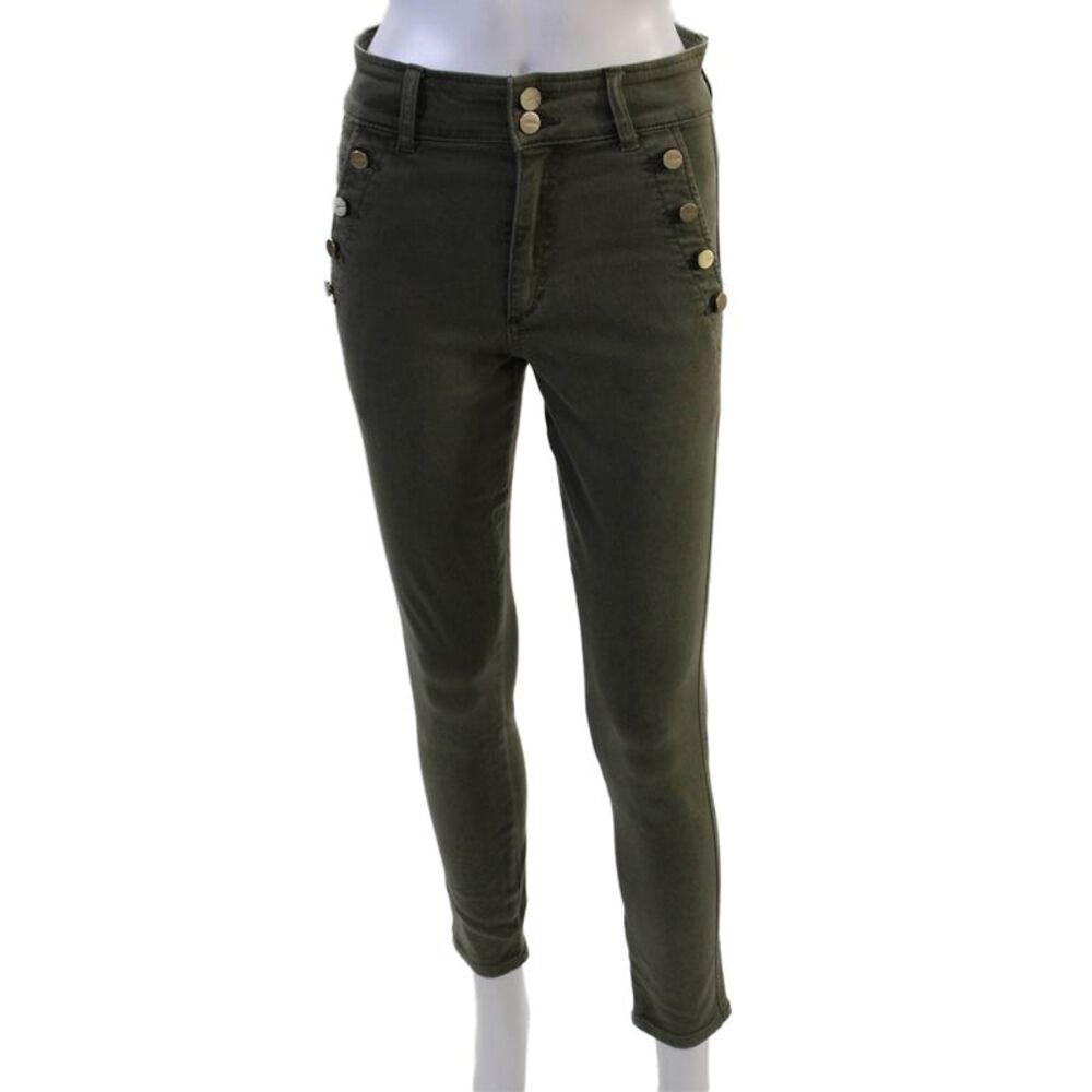 Joes Jeans Women Ankle Jeggings Green Mid Rise Button Size 26
